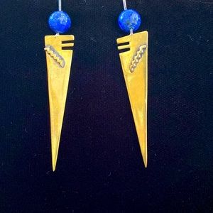 Brass, Silver and lapis lazuli stone. Inspired by Frank Lloyd Wright.